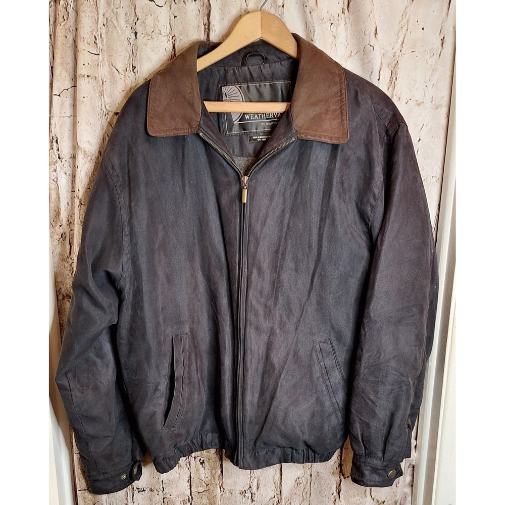 Men's Large Weathervane brand Black w/Brown collar cold weather jacket VERY WARM